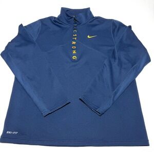 Nike Livestrong Pullover Mens Large Running Blue 1/2 Zip Dri-Fit